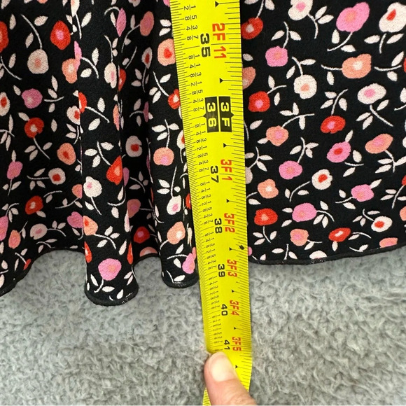 Talbots Short Sleeve Shift Dress Floral Ruffle Black Pink Career Workwear Wmn 2 - Picture 8 of 9